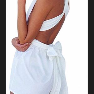 White backless romper